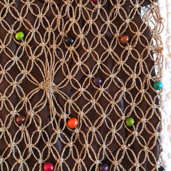 NEW Elephant Grass Bag With Wooden Beads - Picture 2 of 5